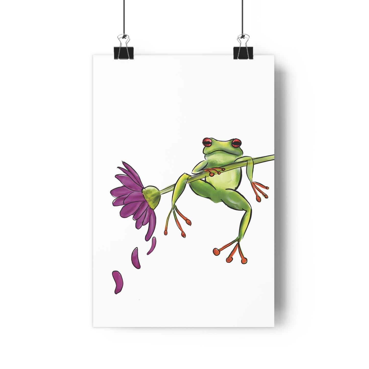 Cute Frog on Flower Art Print