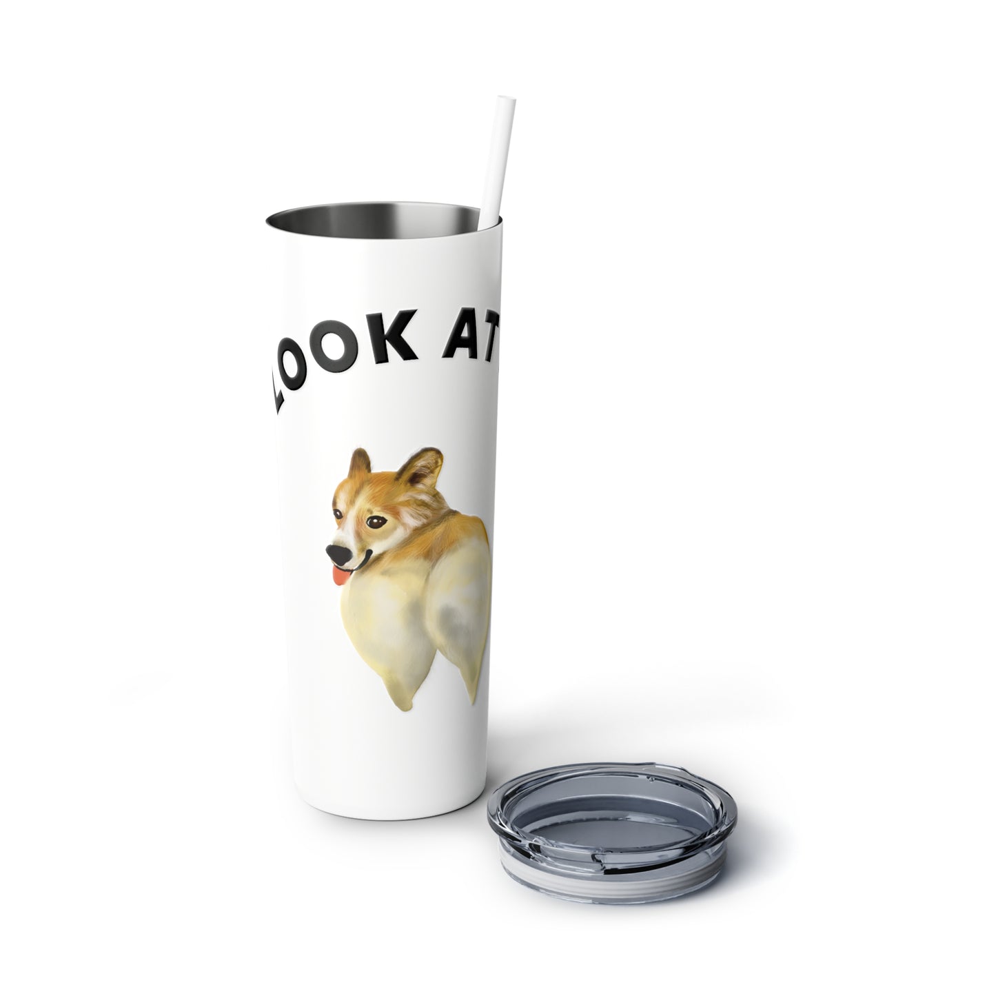 Corgi Butt Skinny Steel Tumbler with Straw, Pet Lover Cute Gift 20oz