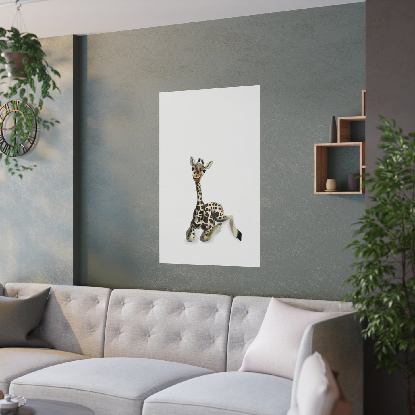 Baby Giraffe Satin Art Poster