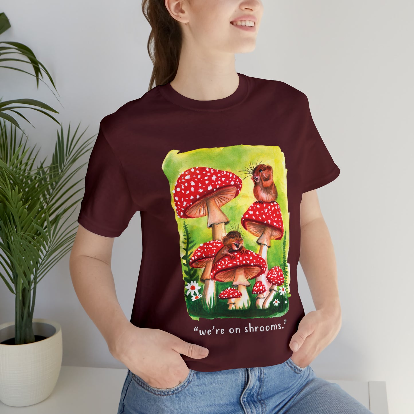 Watercolor Mice and mushrooms T shirt, Cute Funny Graphic T shirt, We're on shrooms T shirt, funny punny shirt cute