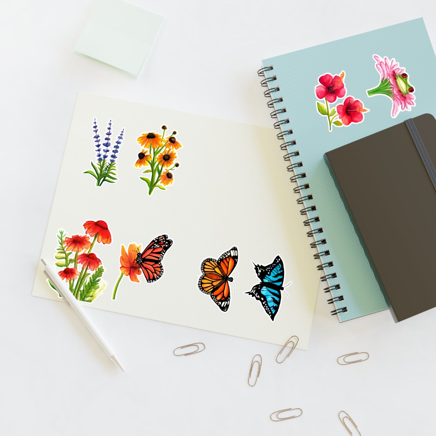 watercolor Wildflowers and Butterflies sticker sheet, watercolor stickers, watercolor flowers, watercolor butterfly stickers, vinyl sticker sheet