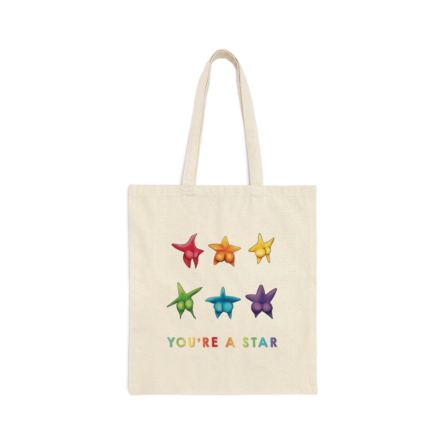 Cute Funny Sea Star Rainbow Canvas Tote Bag