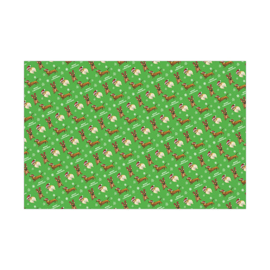 Cute funny dog christmas wrapping paper, funny dog christmas holiday gift wrap paper, cute dog in costume, christmas dog antlers cute