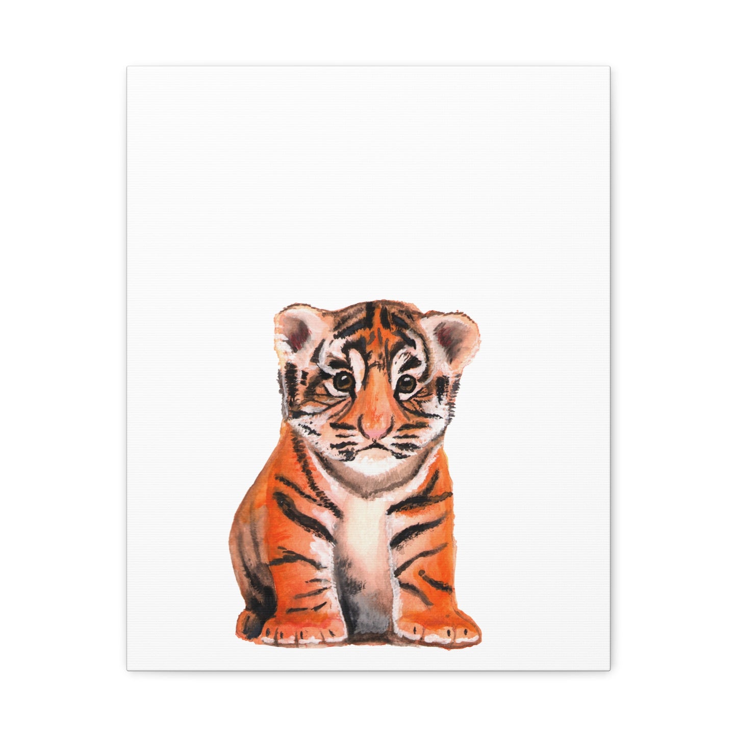 Cute Tiger Cub Gallery Canvas Wrap, Watercolor tiger cub, nursery room art, cute baby shower gift, new mom gift, cute baby tiger wall art, kids room art