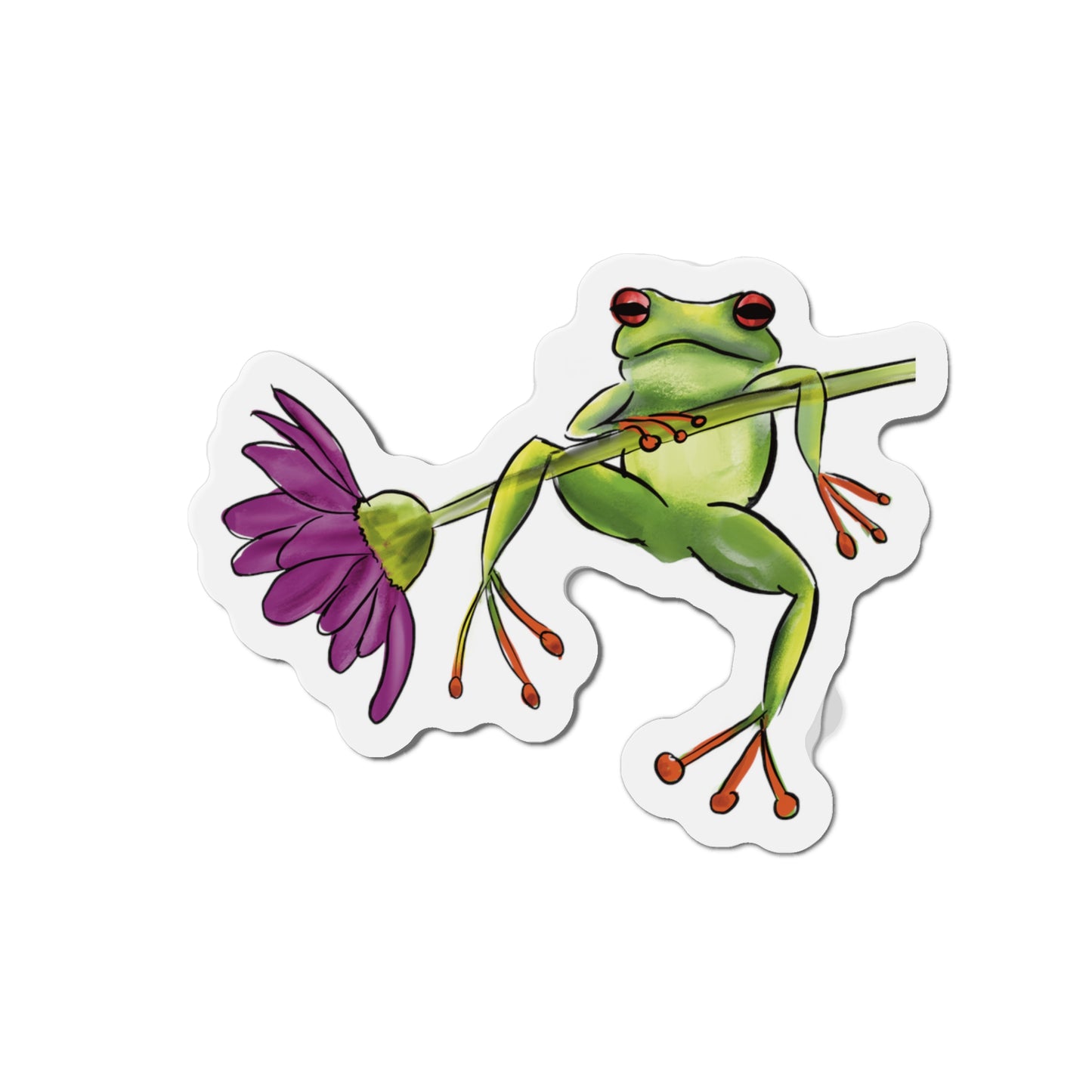 Frog on a Flower Fridge Magnet