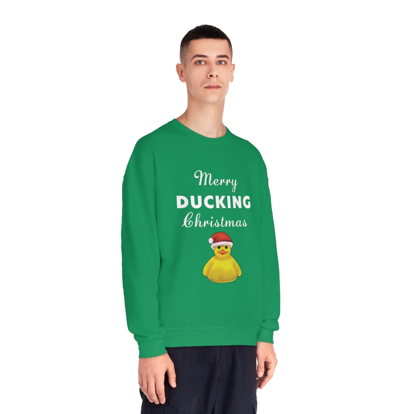 Funny Christmas Pun Duck Sweatshirt, Holiday Decor, cute funny holiday christmas sweatshirt, cute Merry Ducking Christmas Sweatshirt gift