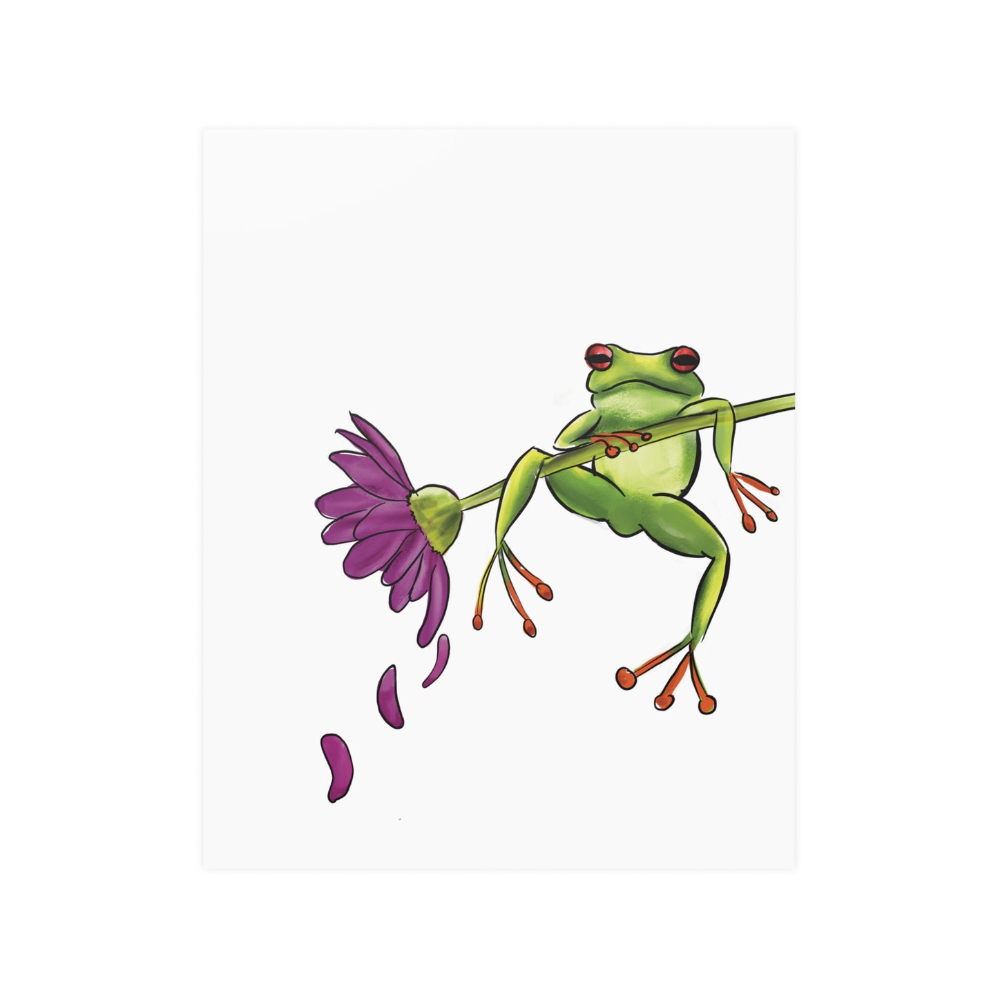 Frog Relaxing on Flower Poster