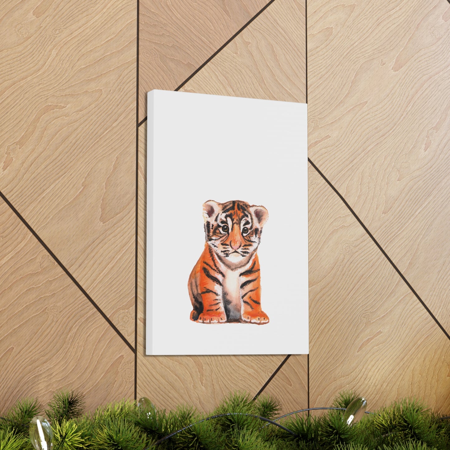 Cute Tiger Cub Gallery Canvas Wrap, Watercolor tiger cub, nursery room art, cute baby shower gift, new mom gift, cute baby tiger wall art, kids room art