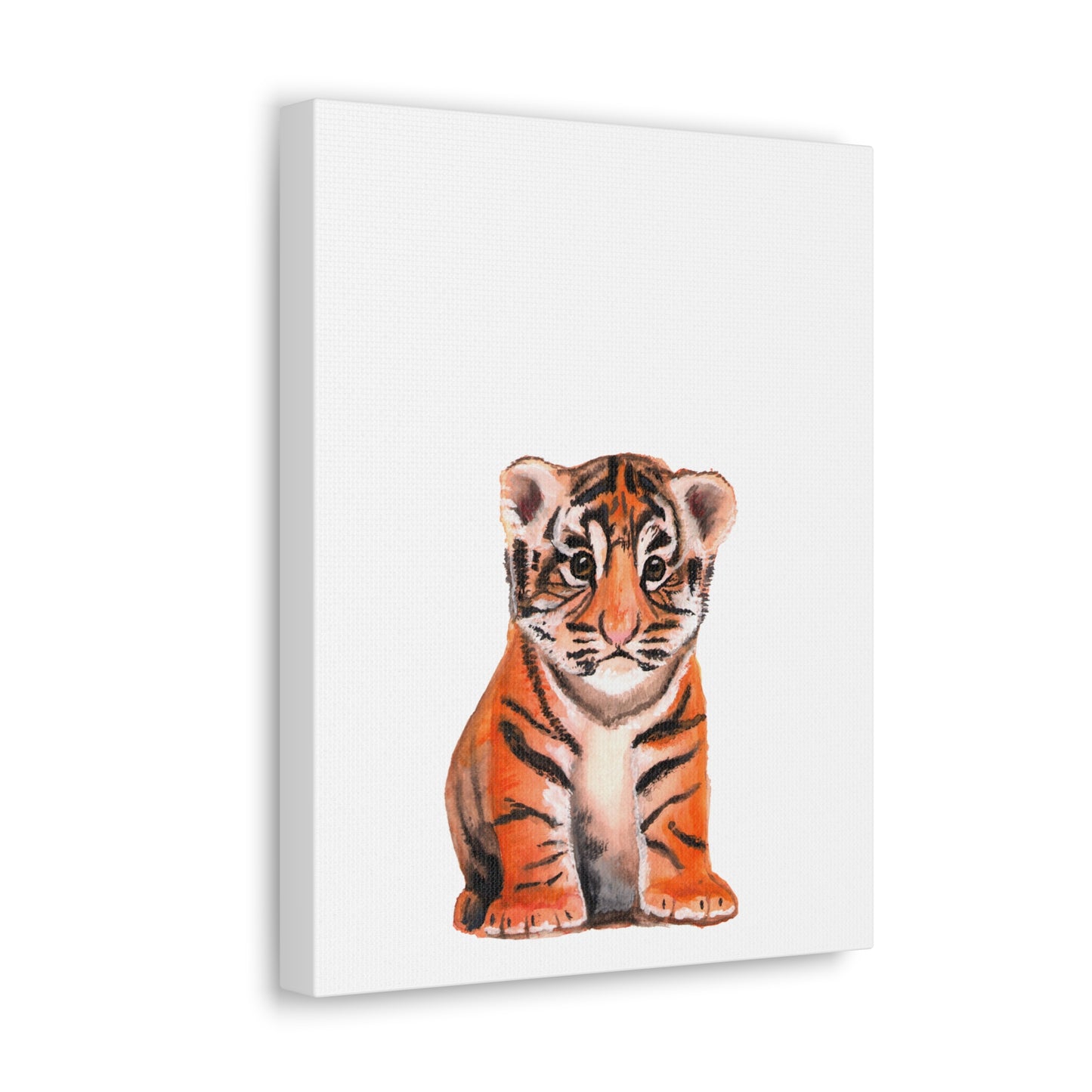 Cute Tiger Cub Gallery Canvas Wrap, Watercolor tiger cub, nursery room art, cute baby shower gift, new mom gift, cute baby tiger wall art, kids room art