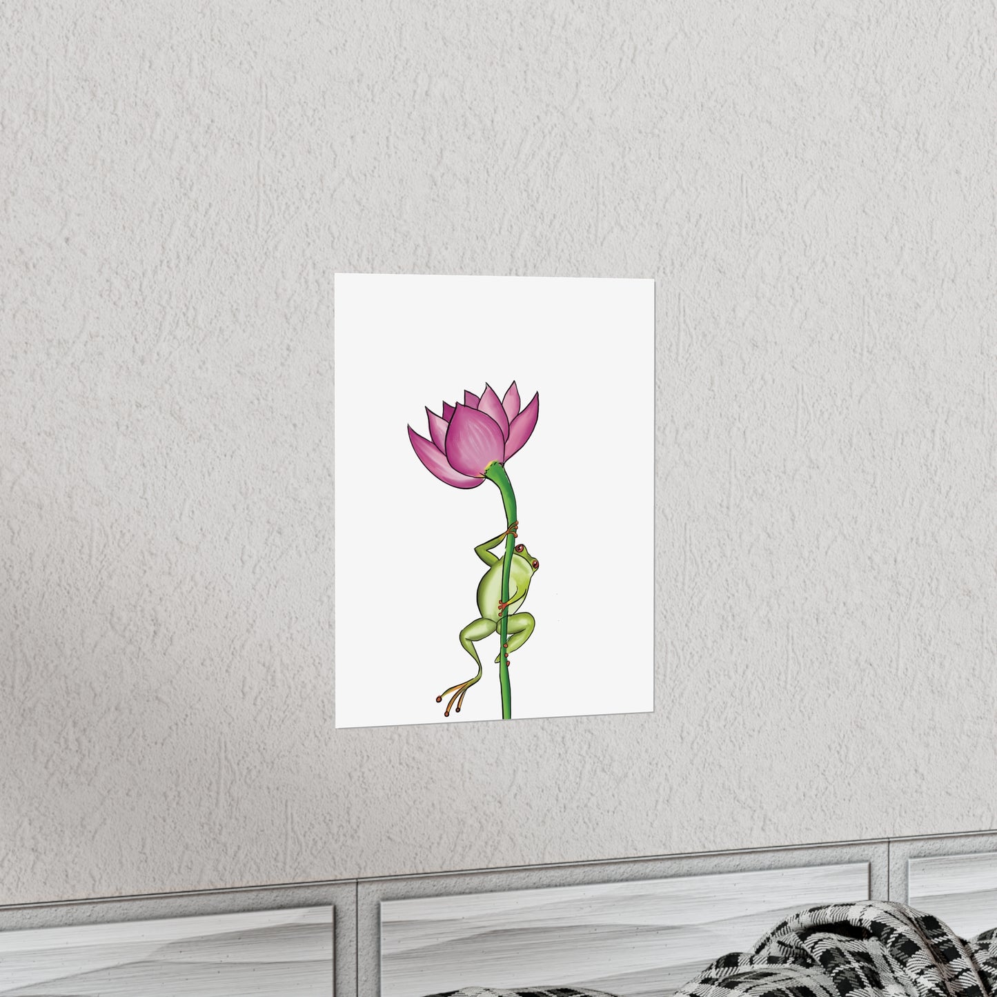 Frog Climbing a Flower Poster