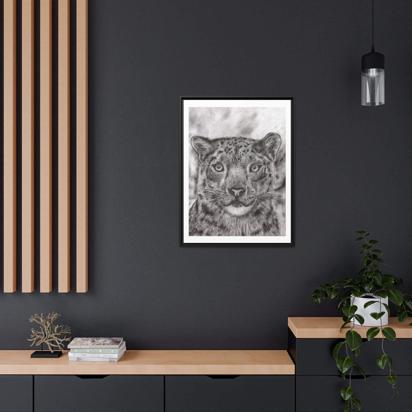 Snow Leopard Drawing Framed Art Print