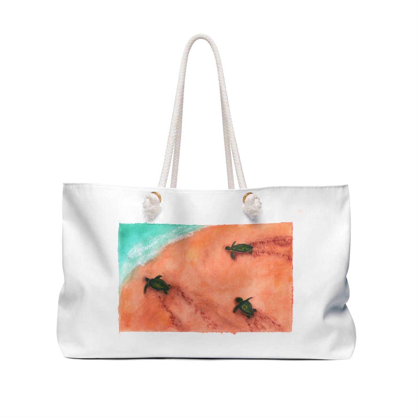 Watercolor baby sea turtles beach bag, weekender beach bag cute bag for the beach