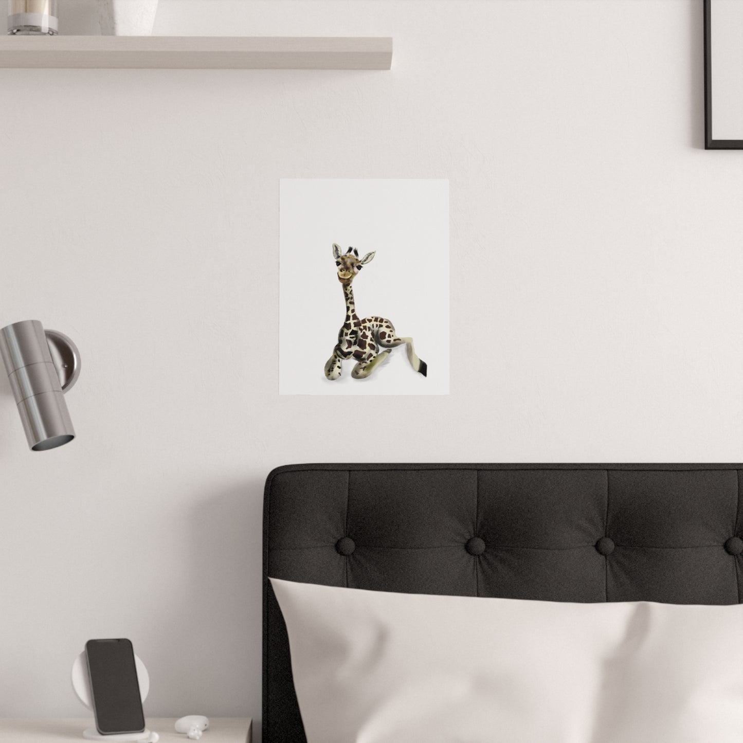 Baby Giraffe Satin Art Poster