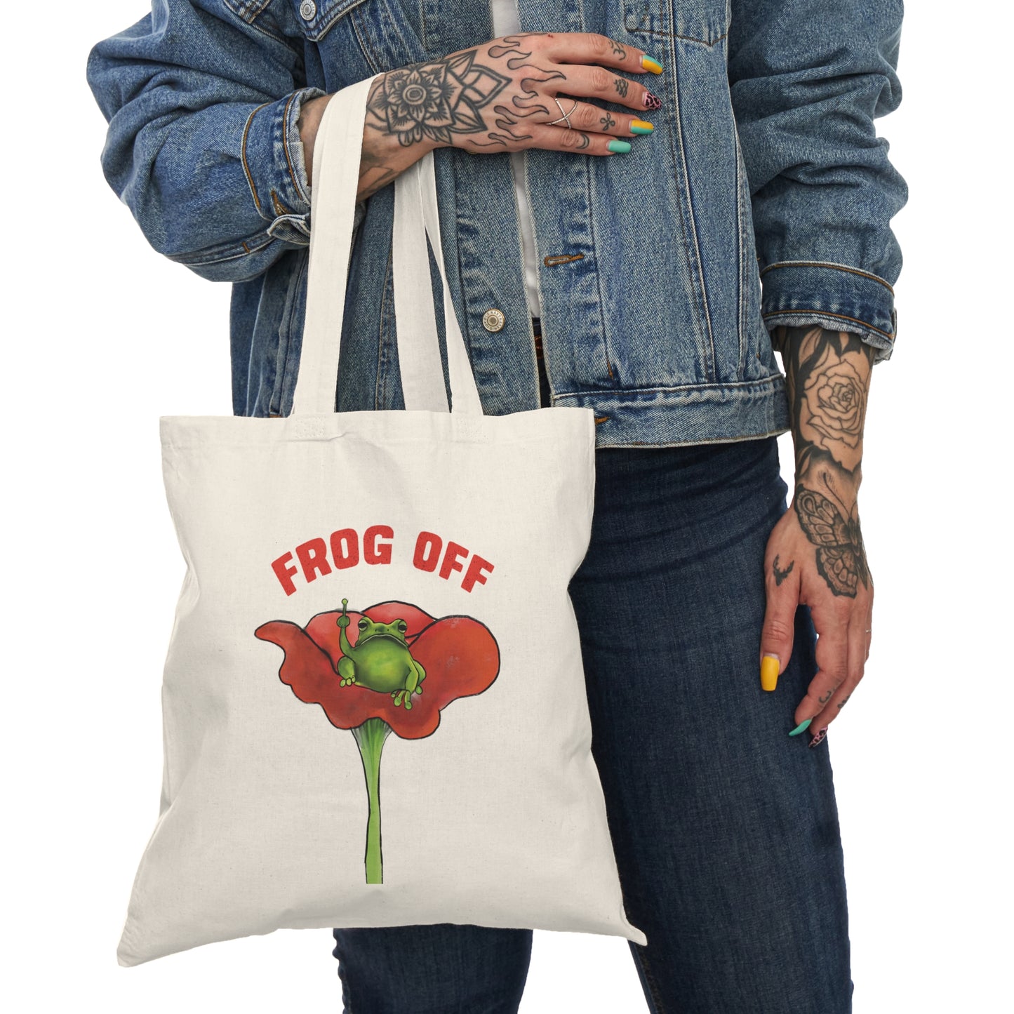 Cute Frog Off Canvas Tote Bag