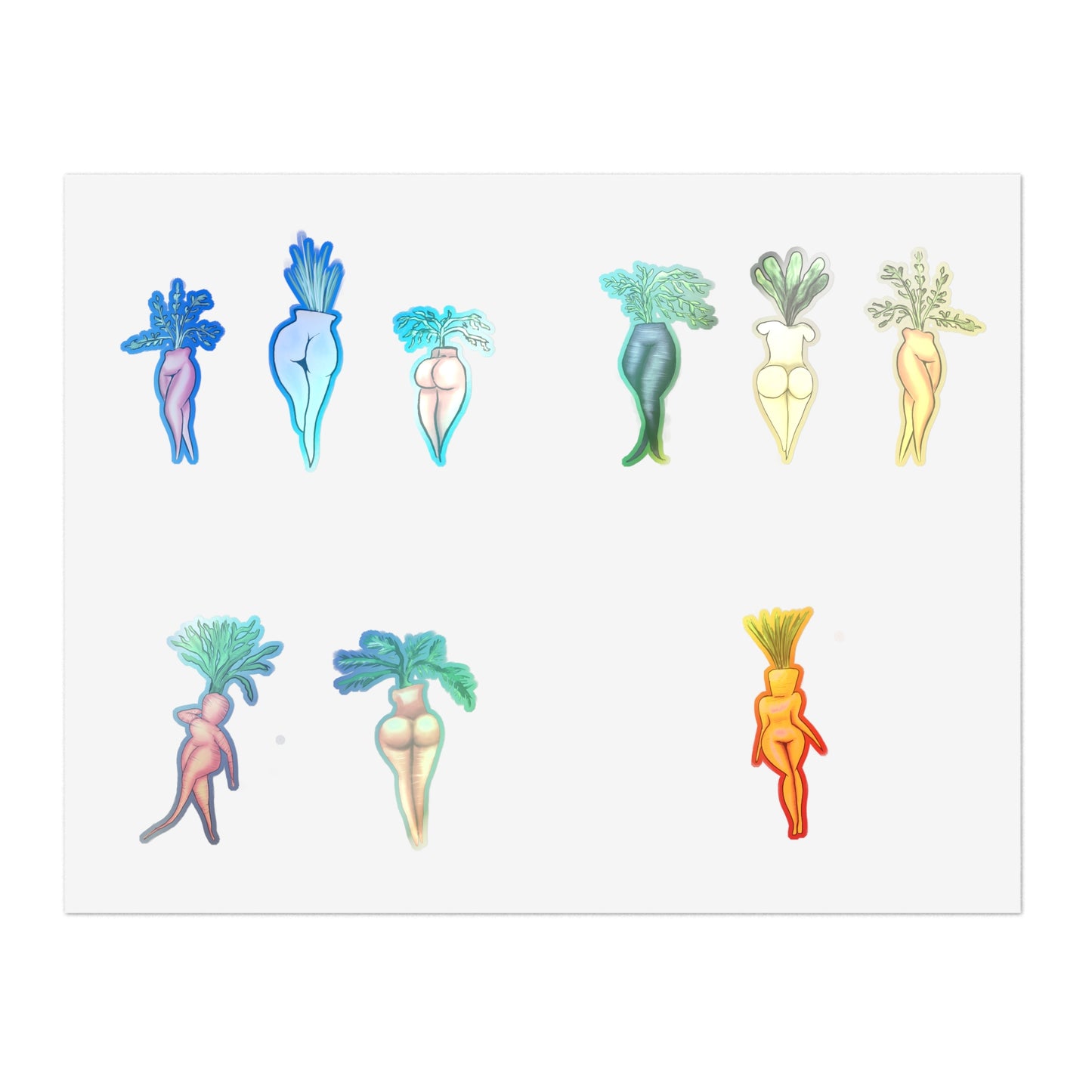 Sexy Veggie Illustration Sticker Sheet