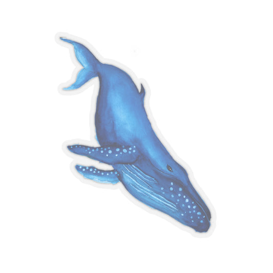 watercolor Humpback whale Sticker, Cute Blue watercolor whale painting, kids arts and crafts, whale lover, adorable whale cute fun sticker