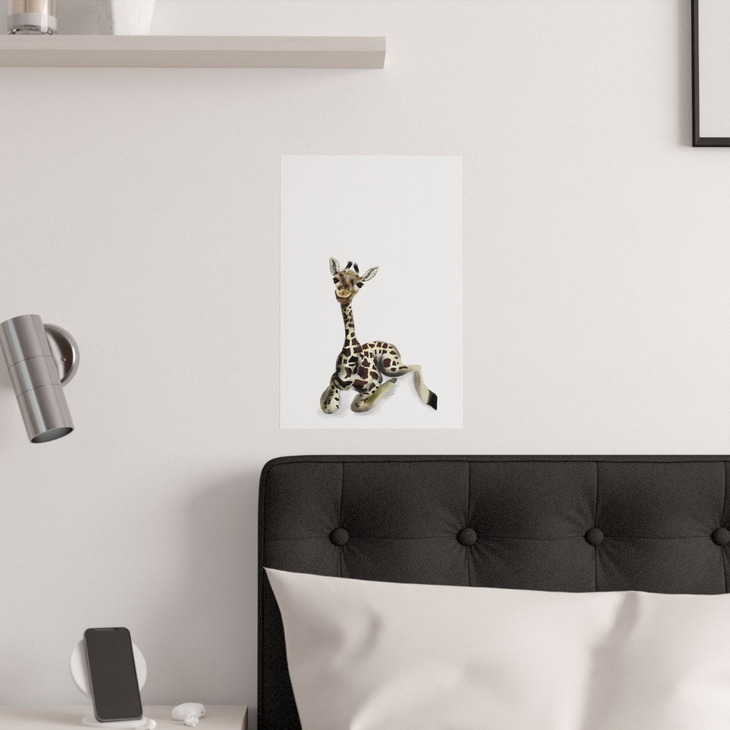 Baby Giraffe Satin Art Poster