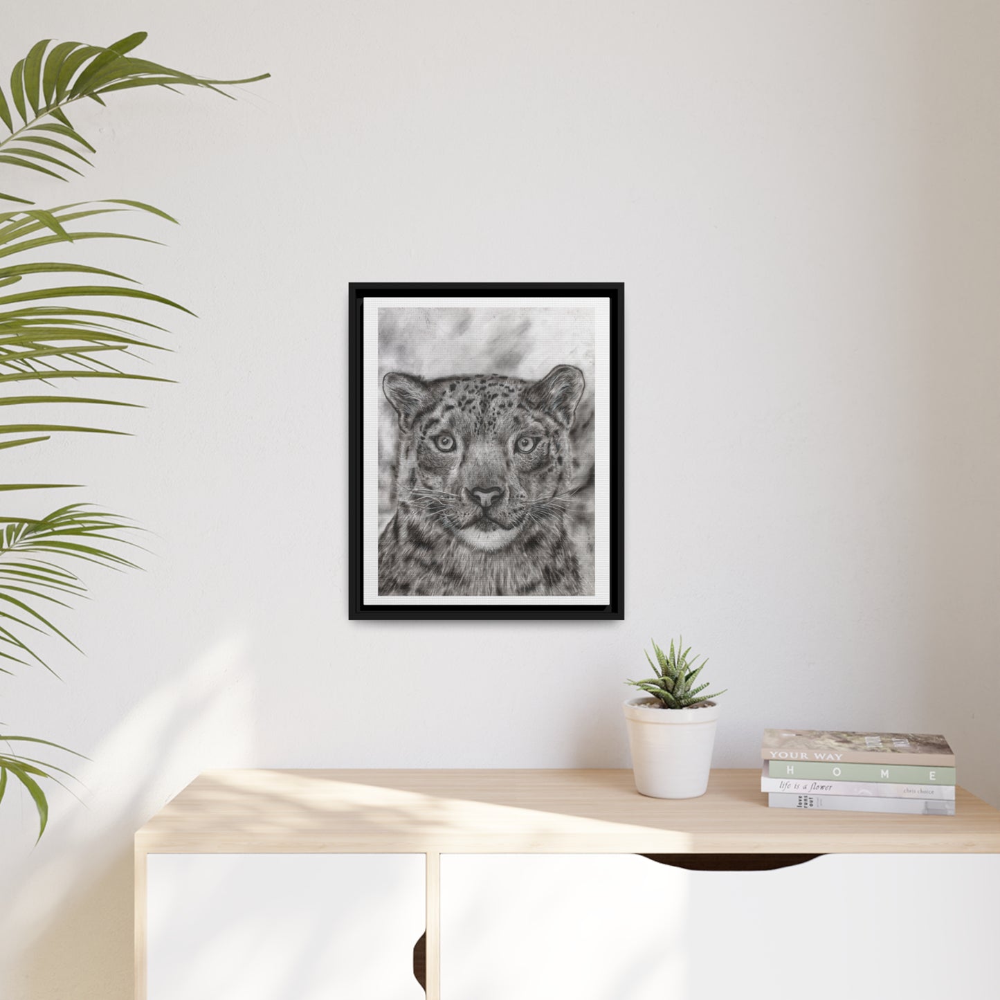 Snow Leopard Drawing Framed Art Print