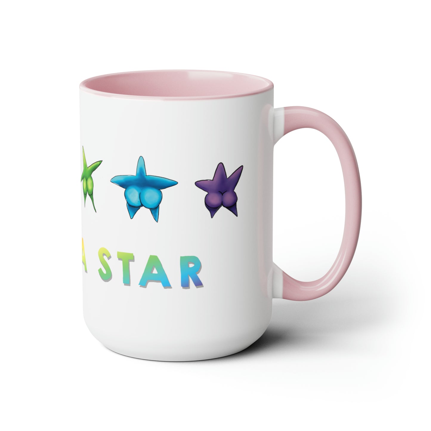 Cute Funny Rainbow Starfish Mug, 15 oz