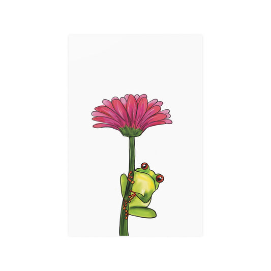 Frog on a Flower Illustration Poster