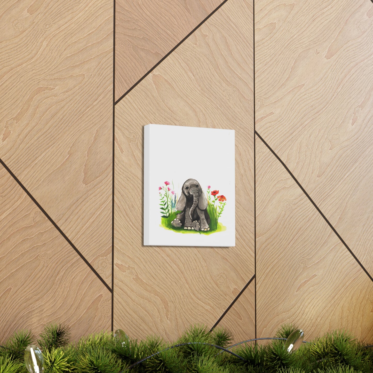 Cute Watercolor Baby Elephant in Flowers, Nursery Wall art, safari animal prints, cute baby animals, kids wall art, animal lover