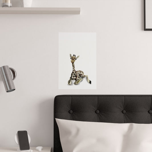 Cute Baby Giraffe Satin Poster