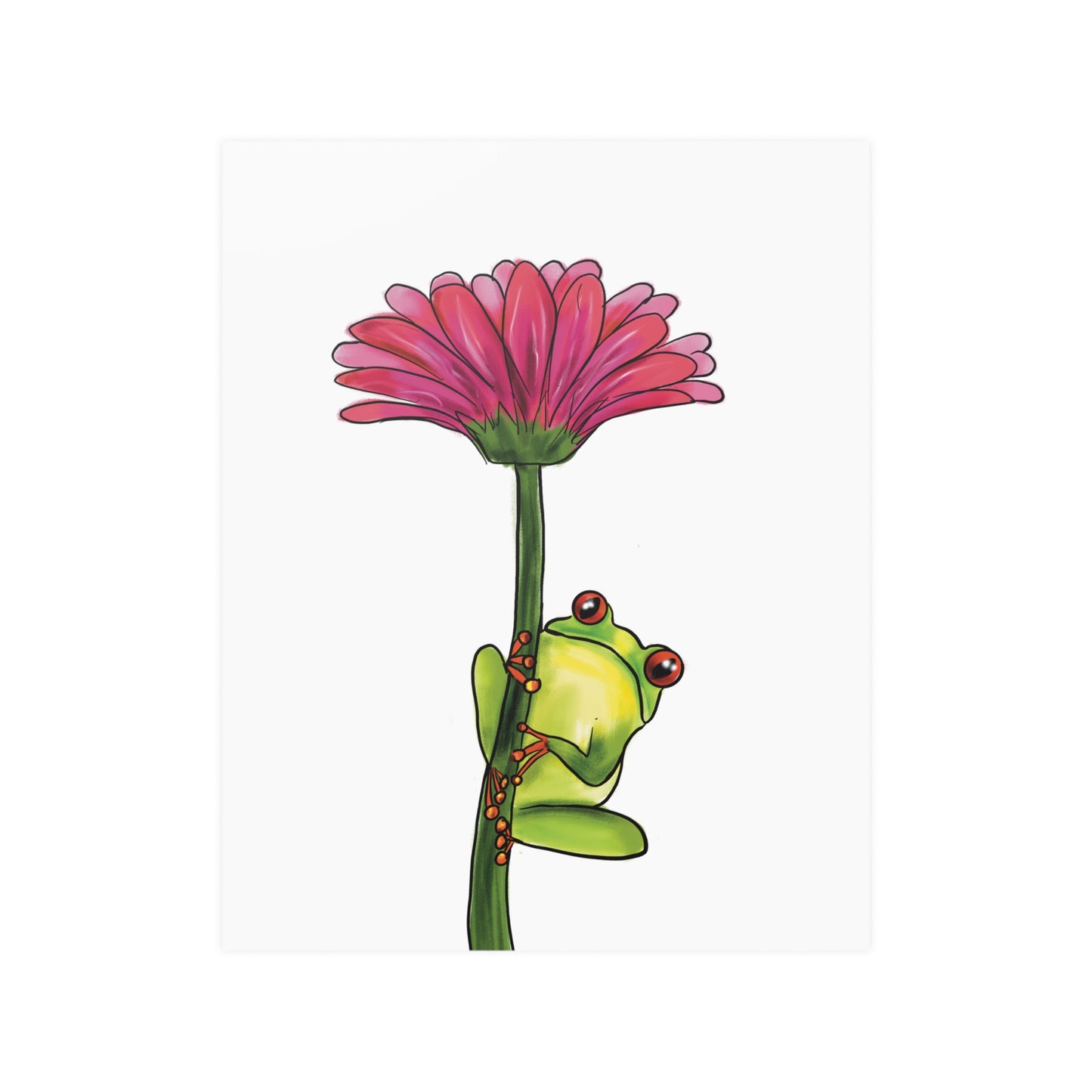 Frog on a Flower Illustration Poster