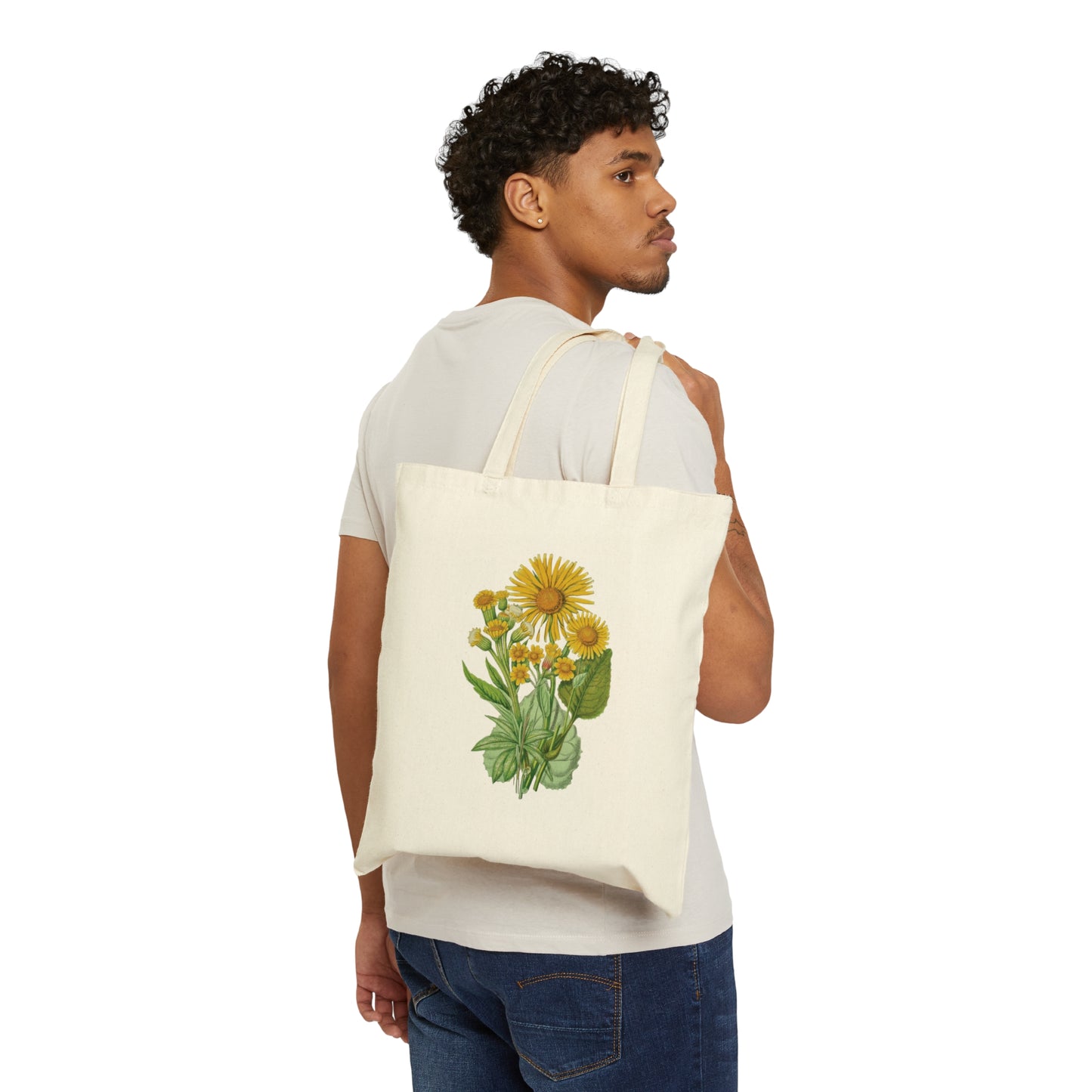 Retro Sunflower Tote, antique illustration reusable tote bag, cute pretty sunflower lover gift, pretty sunflower tote bag, reusable cotton canvas tote bag