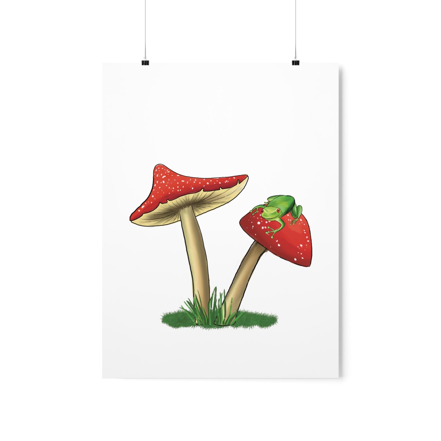 Frog Relaxing on a Mushroom Poster