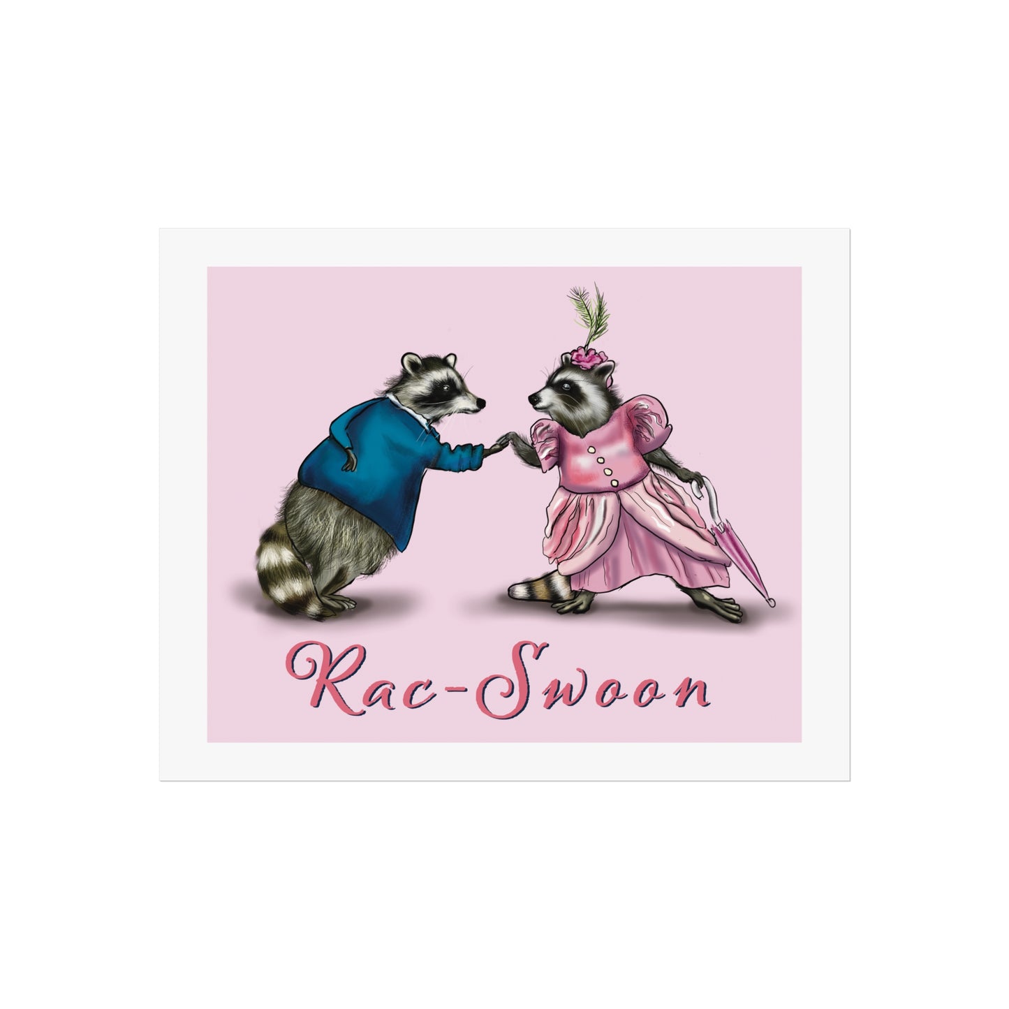 Cute Funny Raccoon Fine Art Posters, raccoons dancing, cute victorian animals dress