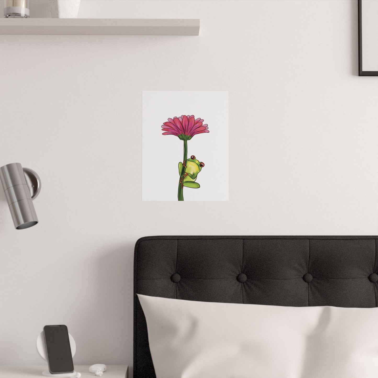 Frog on a Flower Illustration Poster
