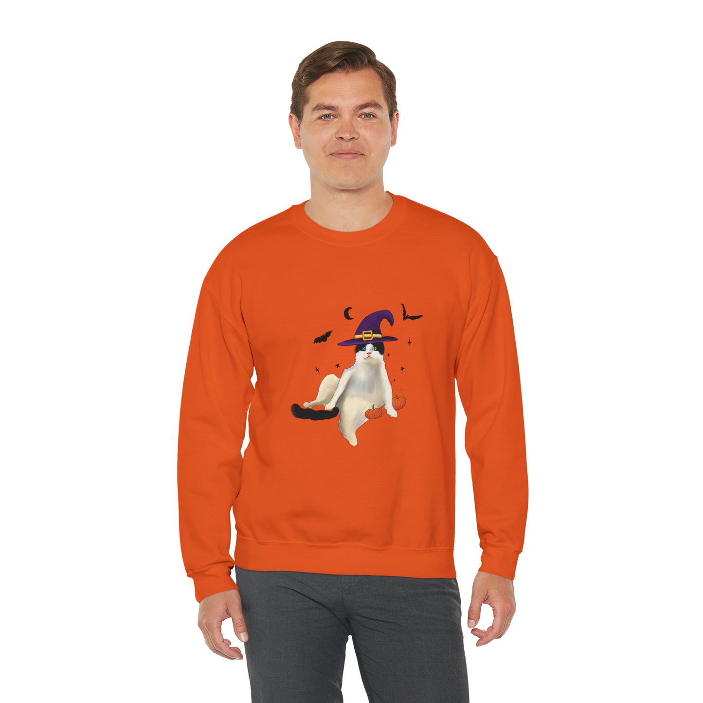 Cute Halloween Crewneck, Cute Cat Halloween Sweathshirt, Halloween Shirt, cute halloween cat crewneck