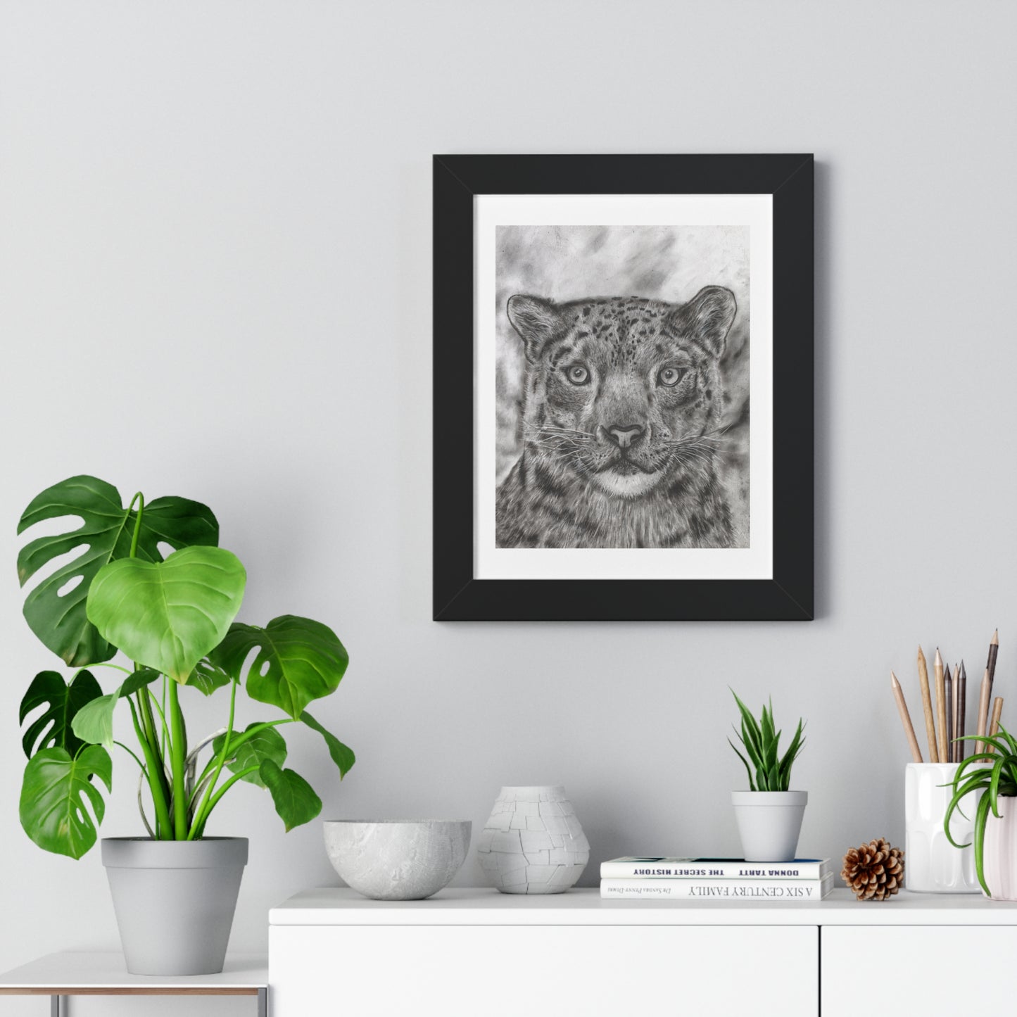 Snow Leopard Drawing Framed Poster