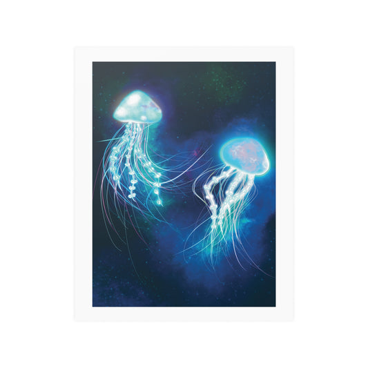 Two Jellyfish Friends Satin Poster