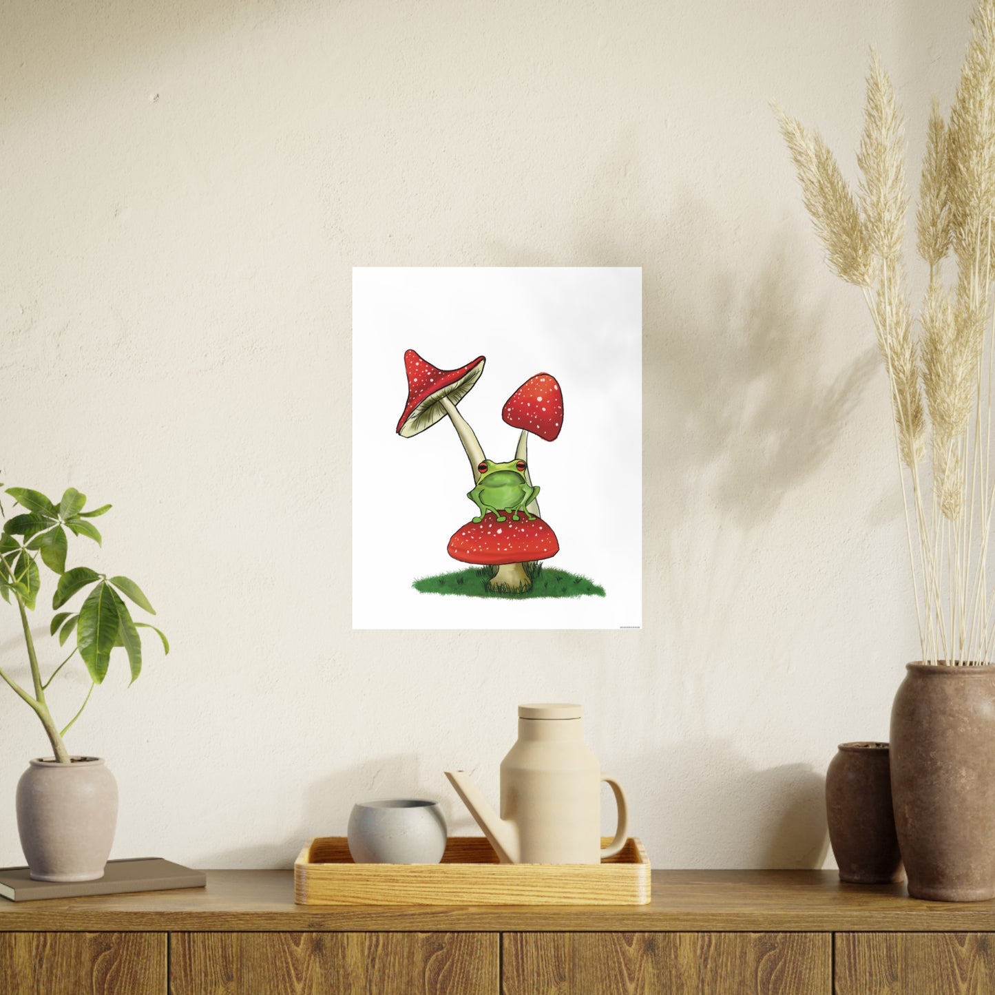 Frog on a Mushroom Art Print