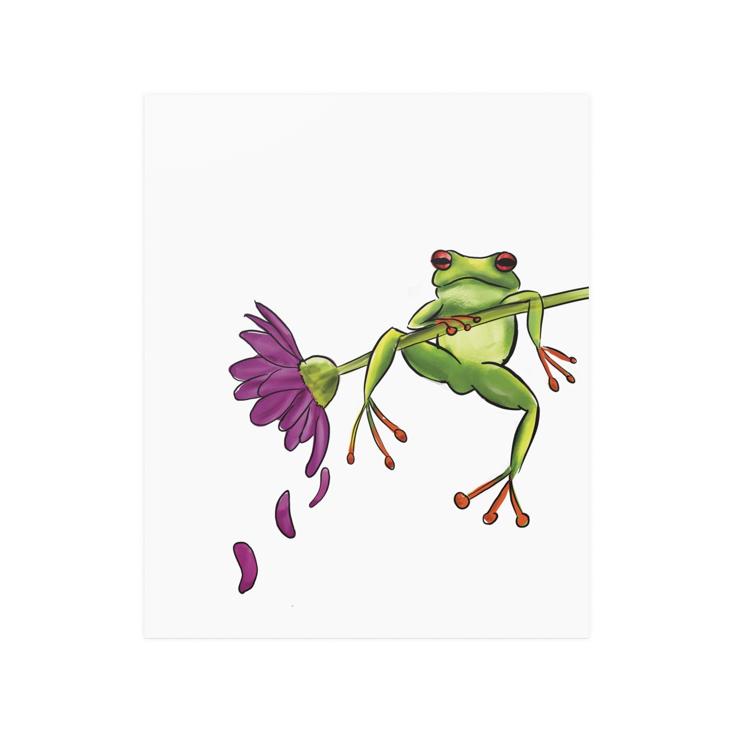 Frog Relaxing on Flower Poster