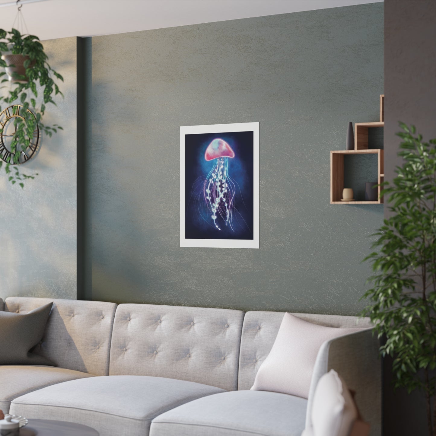 Jellyfish Illustration Satin Poster