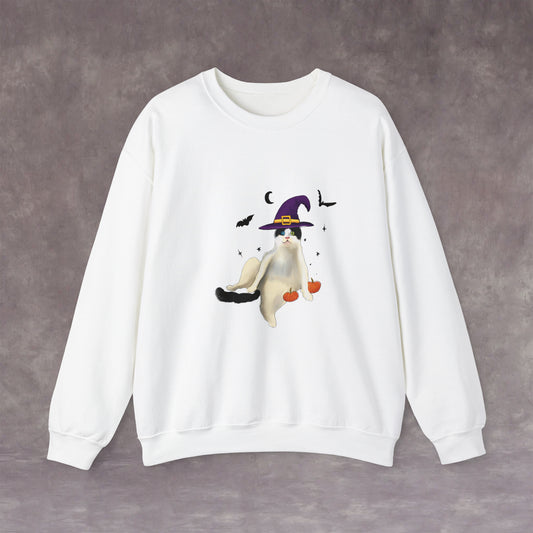 Cute Halloween Crewneck, Cute Cat Halloween Sweathshirt, Halloween Shirt, cute halloween cat crewneck