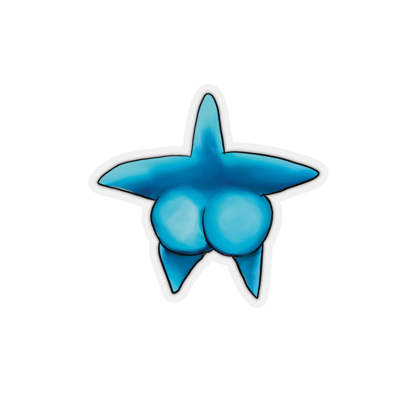 Funny Starfish Sticker Blue Booty, Starfish Ass Sticker, illustration