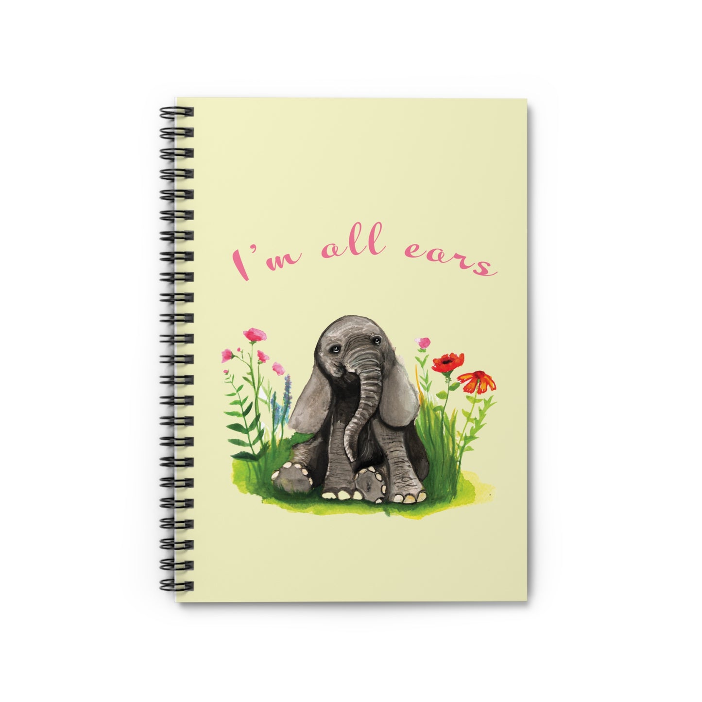 Cute watercolor baby elephant journal, elephant lover gift idea, cute baby elephant watercolor, elephant notebook for school students