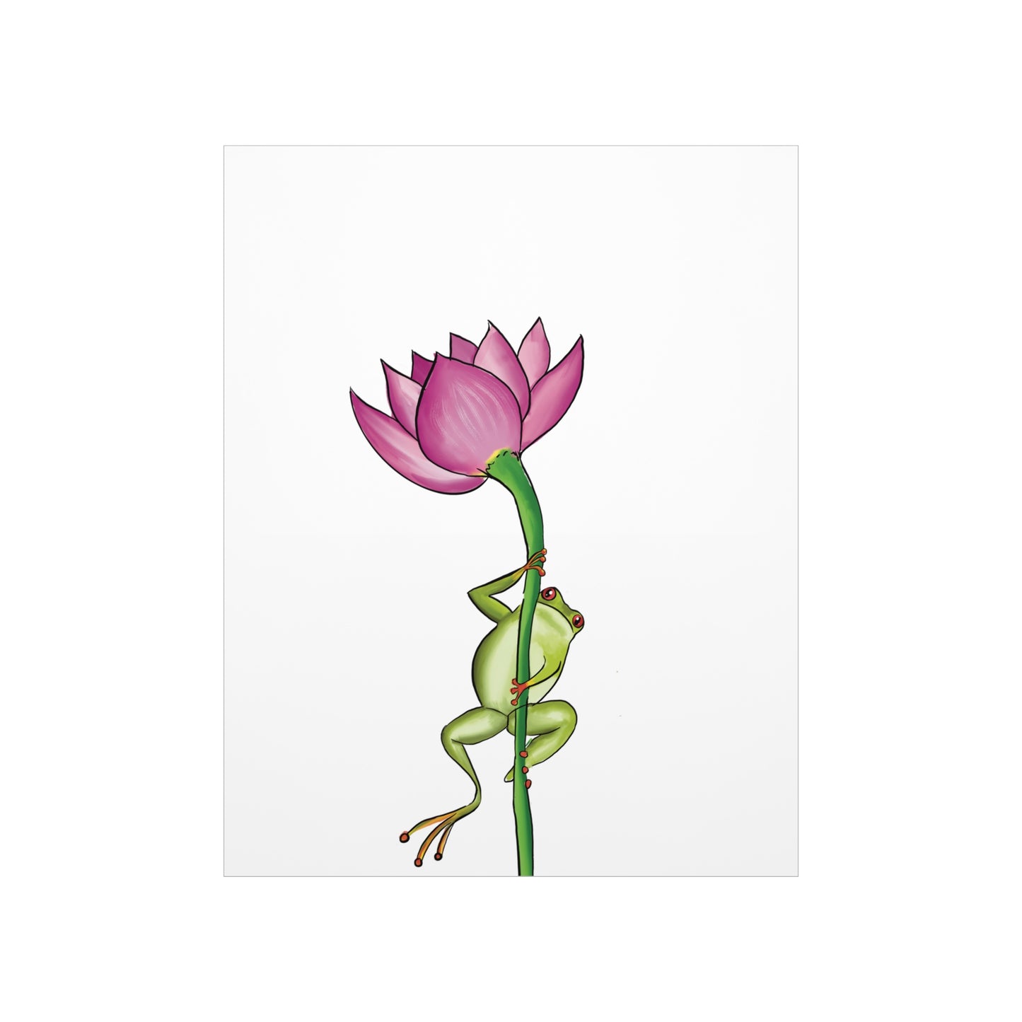 Frog Climbing a Flower Poster