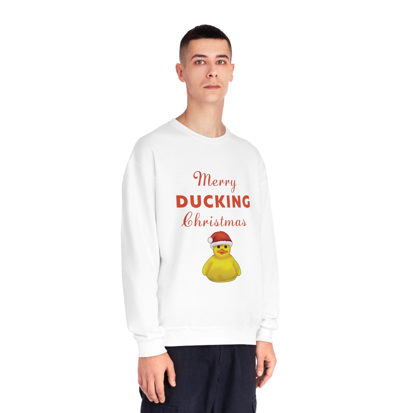 Funny Christmas Pun Duck Sweatshirt, Holiday Decor, cute funny holiday christmas sweatshirt, cute Merry Ducking Christmas Sweatshirt gift