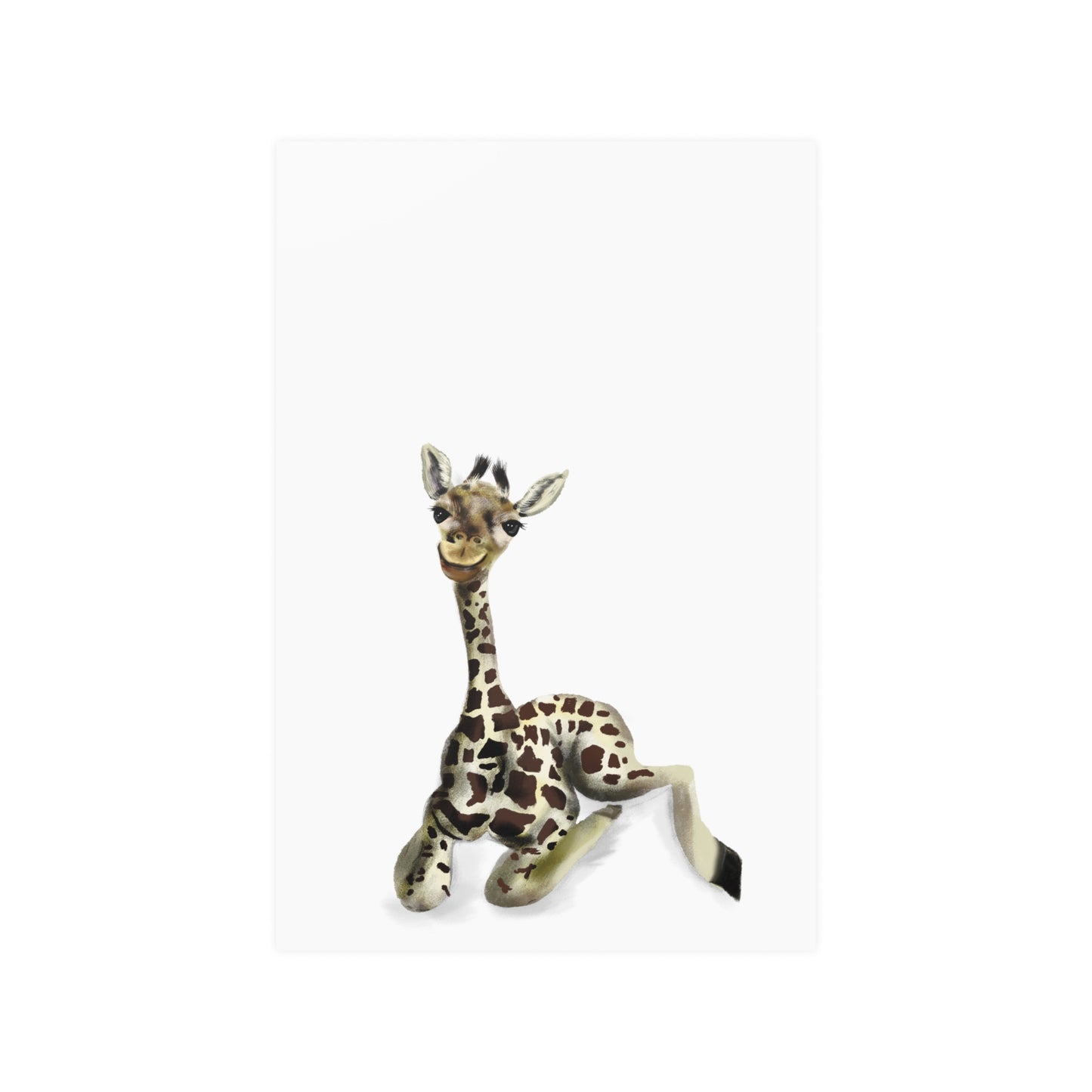 Baby Giraffe Satin Art Poster