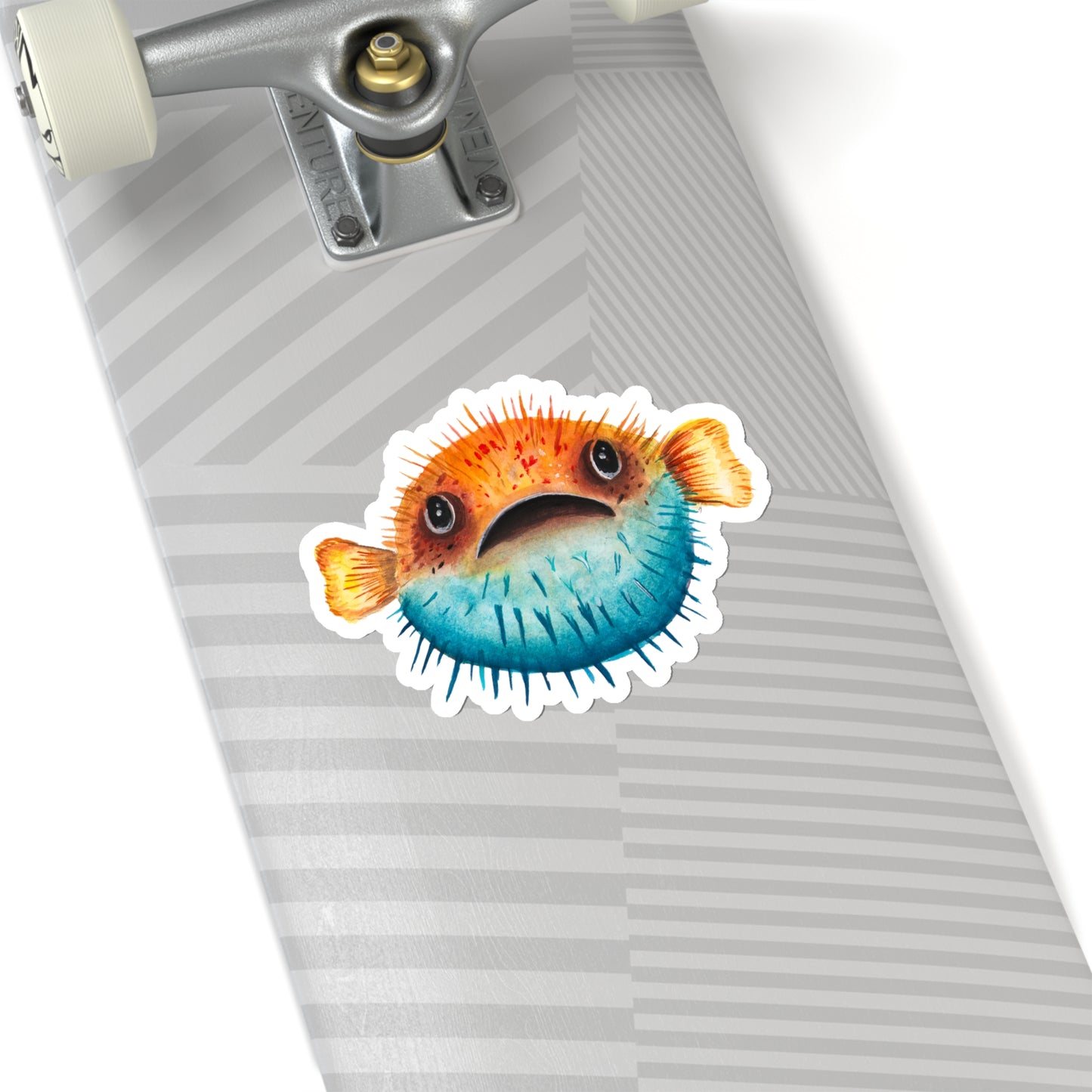 Cute Watercolor Pufferfish sticker, Funny Illustration sticker, original blowfish cute sticker for water bottle, cute funny watercolor fish Sticker, Vinyl sticker