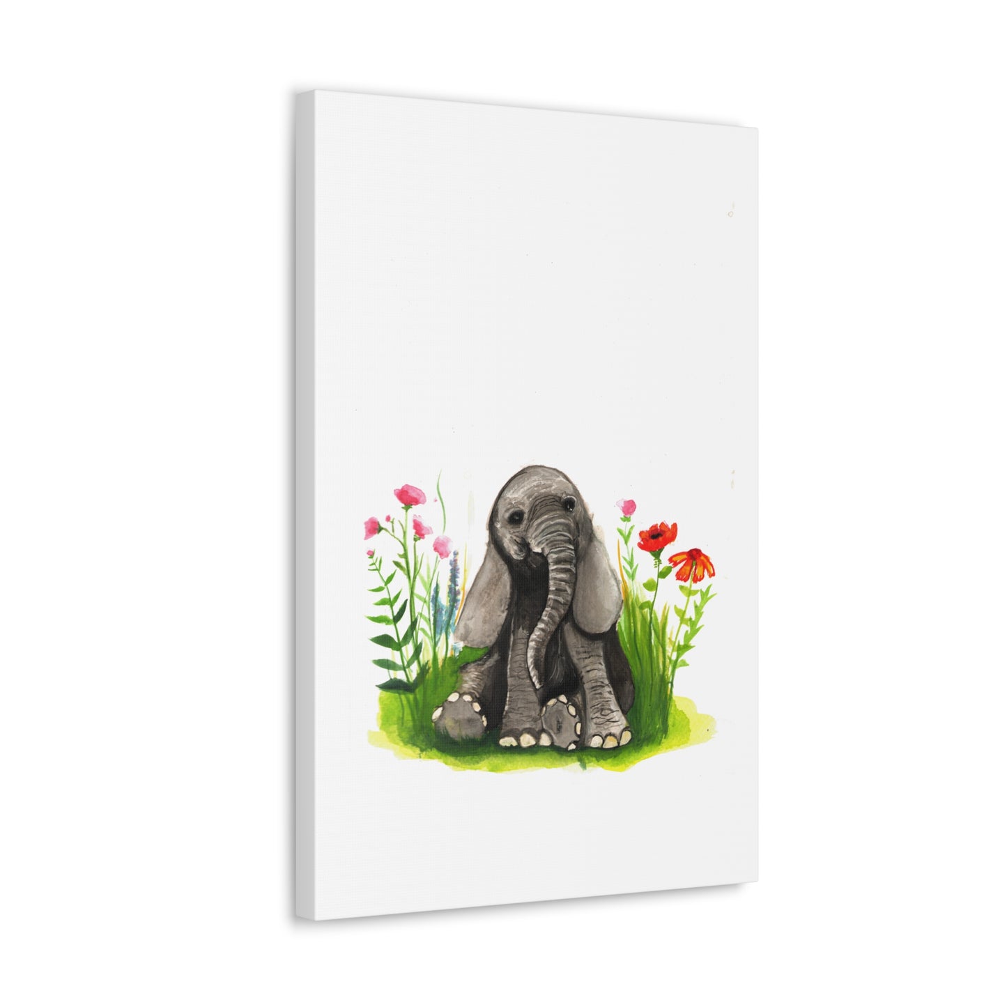 Cute Watercolor Baby Elephant in Flowers, Nursery Wall art, safari animal prints, cute baby animals, kids wall art, animal lover