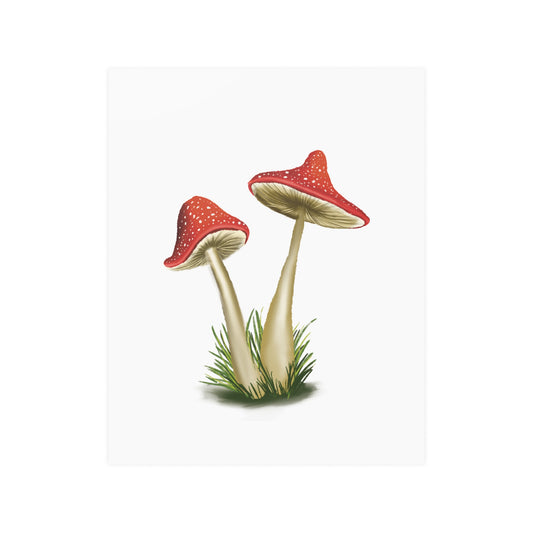 Pretty Red Mushroom Illustration Art Print