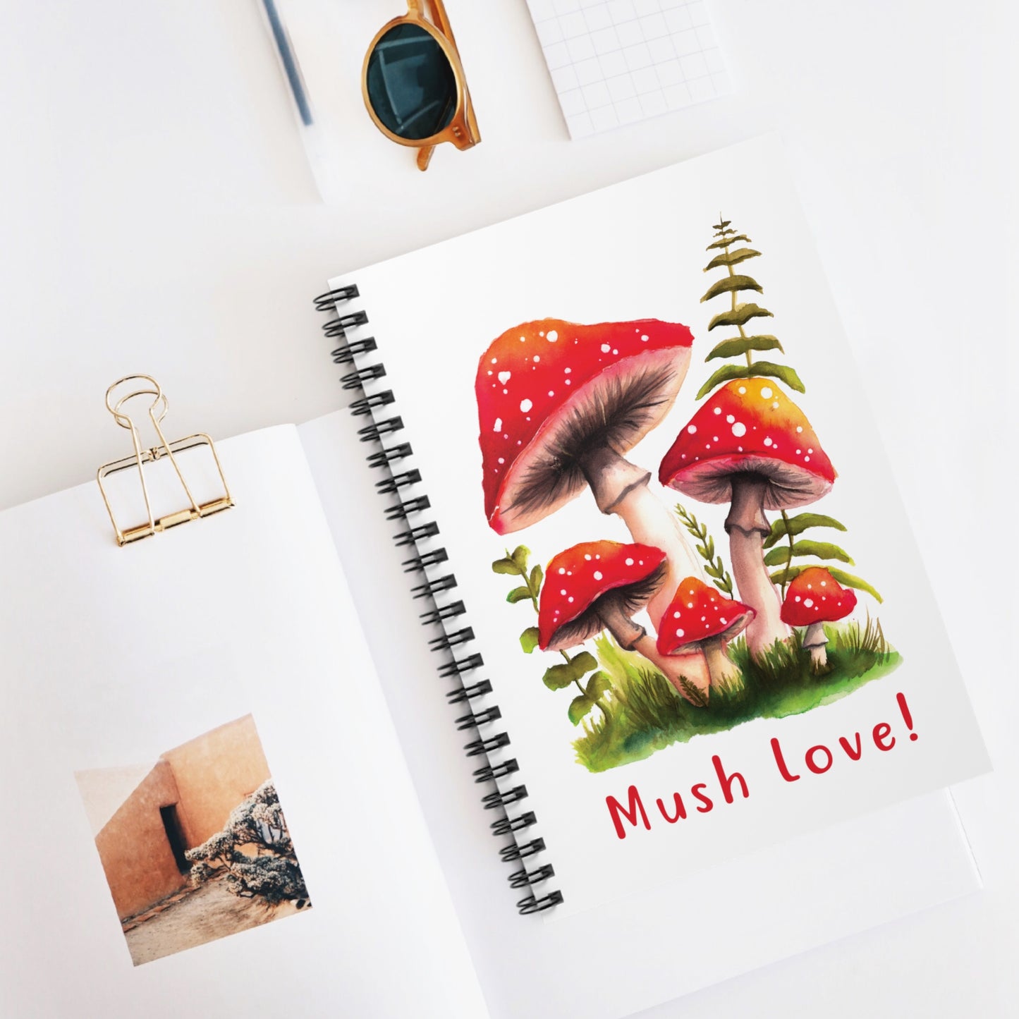 Cute Watercolor Mushroom Mush Love Journal, Cute Journal Mush Love, Funny Mushroom notebook