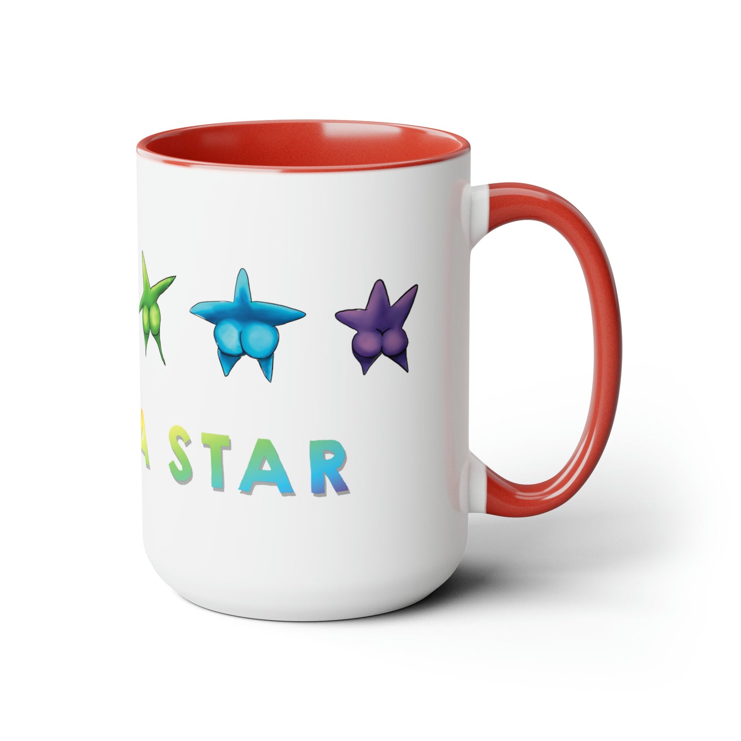 Cute Funny Rainbow Starfish Mug, 15 oz