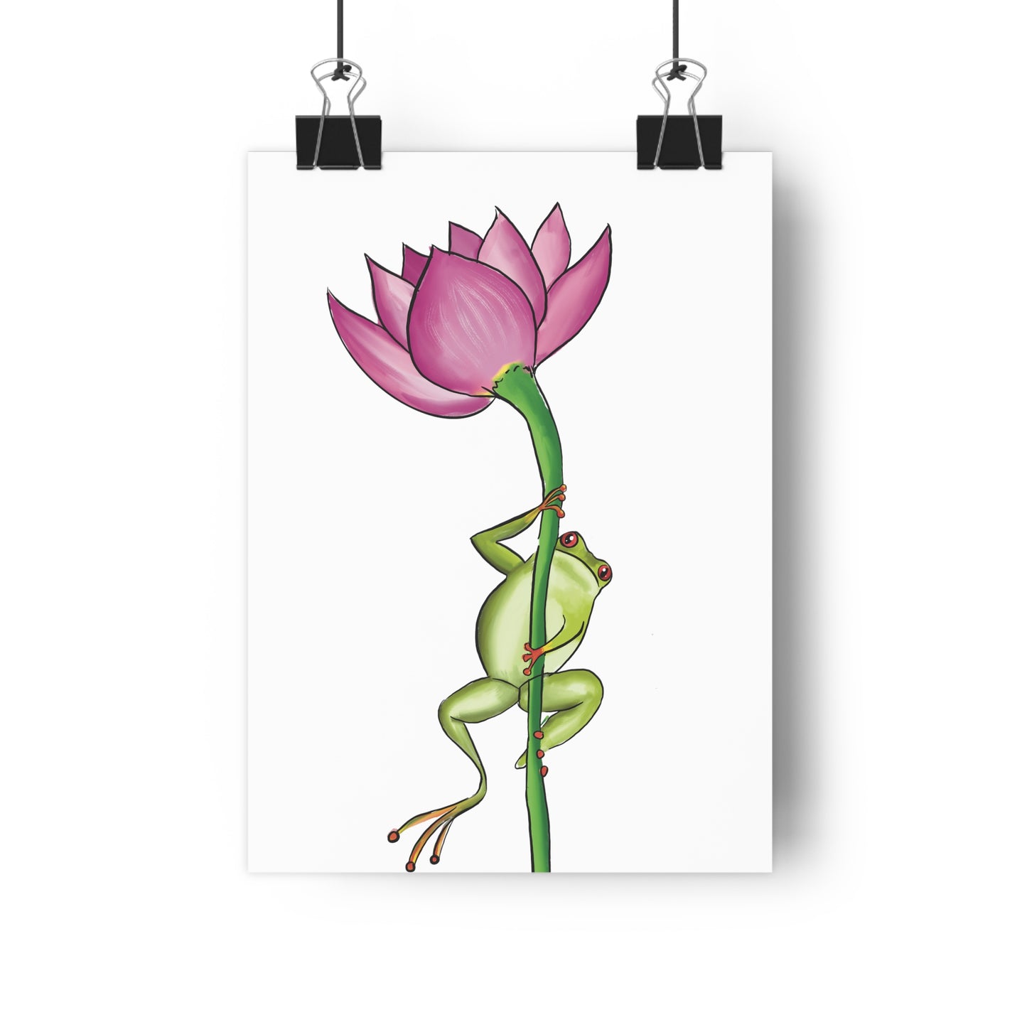 Frog Climbing a Flower Art Print