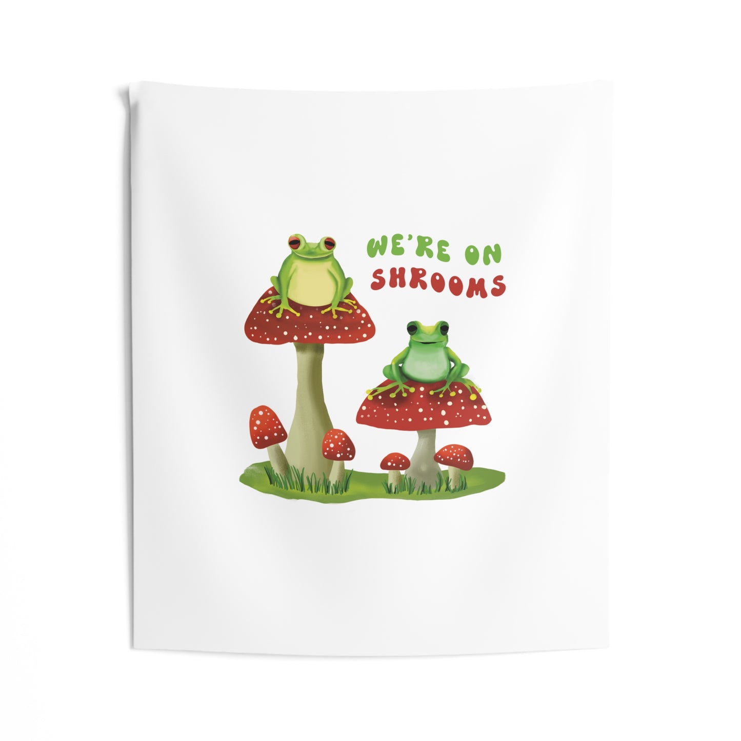 Funny Frogs on Mushrooms Tapestry, Cute Frog lover tapestry, dorm room tapestry, funny saying tapestry cute bedroom wall decor, wall hangings cute, funny wall tapestry